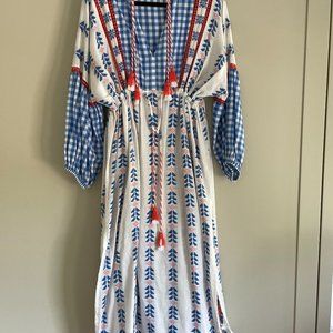 Dodo Bar Or long sleeve check caftan dress size medium